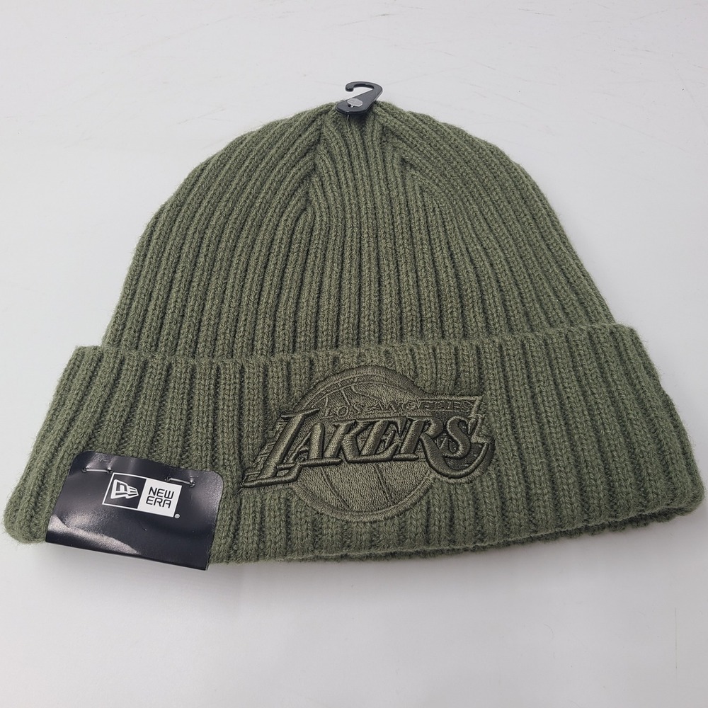 Los Angeles Lakers Hat Beanie New Era Green NBA Winter Knit Cuffed Stocking Cap